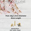 Blue Marquise CZ Flat Back Earrings for Cartilage or Lobe 16g Gold Plated Sterling Silver 1 pair by Ginger Lyne - 4 of 4