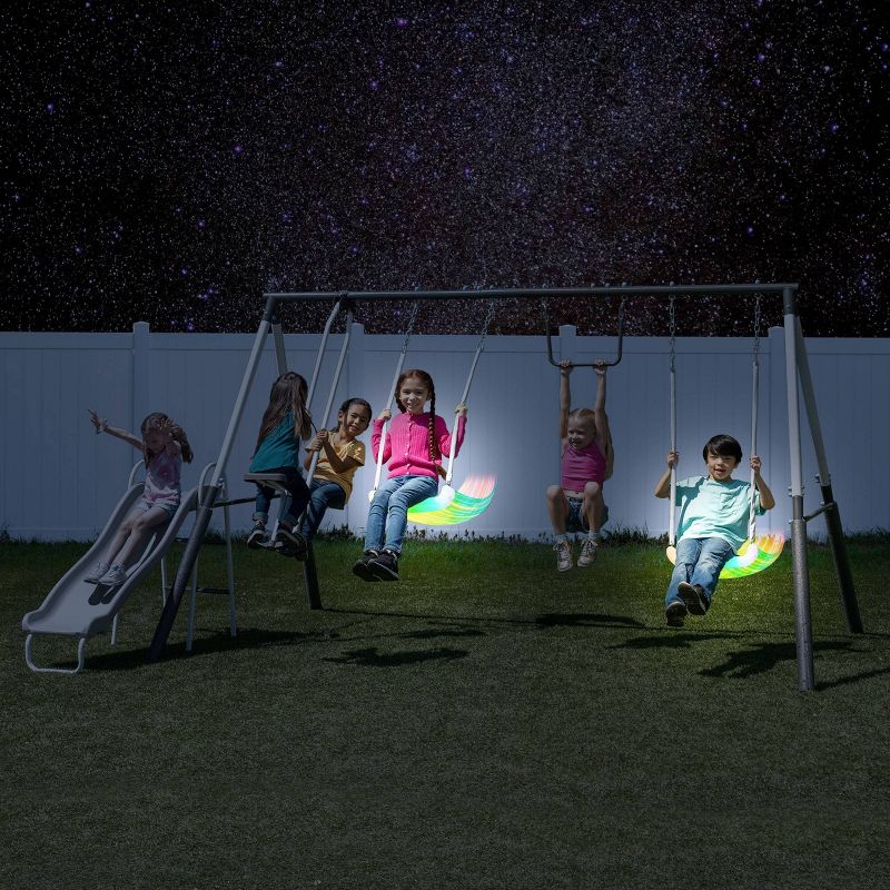 Sportspower Star Bright Metal Swing &#38; Slide Set with LED Light-Up Seats, 3 of 13