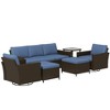 Resenkos 6-Piece Rattan Patio Furniture Set , Outdoor Sectional Furniture, PE Rattan, Mixed-Gray - 2 of 4