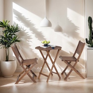 Whisen 3-Piece Acacia Wood Folding Bistro Set with Coffee Table and 2 Chairs - 1 of 4