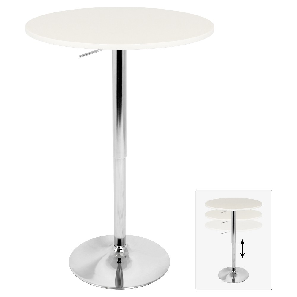 Photos - Dining Table 27.5" Elia Contemporary Adjustable Bar Height Pub Table White Wood Top wit
