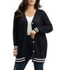 Open Front Cardigan for Women Cable Knit Sweater with Pockets Plus Size Long Sleeve Tops Button Down - 3 of 4