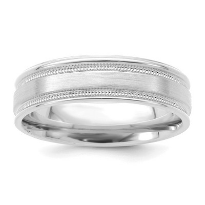Black Bow Jewelry 6mm 14K White or Yellow Gold STD Wgt Milgrain Grooved Comfort Fit Band