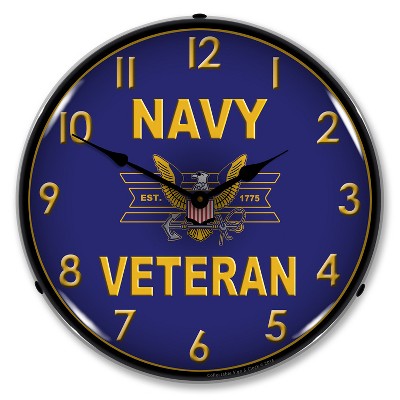 Collectable Sign & Clock | Navy Veteran LED Wall Clock Retro/Vintage, Lighted