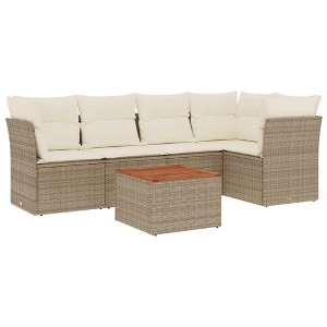 vidaXL Garden Sofa Set Beige Poly Rattan Large Modular Garden Sofa Set - 1 of 4