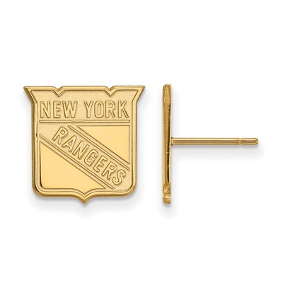 Black Bow Jewelry 14k Yellow Gold New York Rangers NHL Stud Earrings