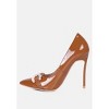 COCKTAIL Buckle Embellished Stiletto Pump Shoes in Camel - 4 of 4