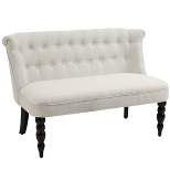 HOMCOM Upholstered Armless Fabric Loveseat with Button Tufted Design for Living Room with Wood Legs