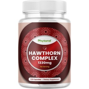 Phytoral Hawthorn Complex, Pure Antioxidant Hawthorn Berry Supplement with Leaf & Flower Extract for Heart & Digestion Health, Energy Support, 120ct - 1 of 4