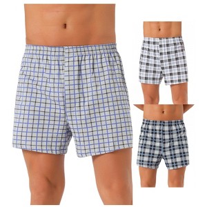 INSPIRE CHIC Men's 3 Pack Elastic Waistband Plaid Printing Boxer Shorts - 1 of 4
