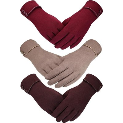Zuppad 3 Pairs Womens Gloves Winter Touchscreen Texting Phone Windproof Gloves Warm Fleece Lined Cold Weather