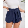 Womens Plus Size Paperbag Shorts Dressy Summer Elastic Waist Wide Leg Flowy Comfy Lounge Shorts - 2 of 4