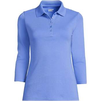 Lands' End Women's Long Sleeve Wide Rib Button Front Polo : Target