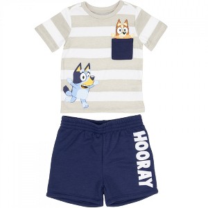 Kids Bluey Peekaboo Bingo Shirt and Shorts 2-Piece Set - 1 of 4