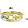 Slickblue Polished Two-Tone Gold Stainless Steel Ring with Buckle Style and Clear Crystals, Sizes 5-10 - 2 of 4
