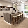 LeisureMod Wooden Counter Stool Round Seat Leather Upholstery and Iron Pelya Collection - 3 of 4
