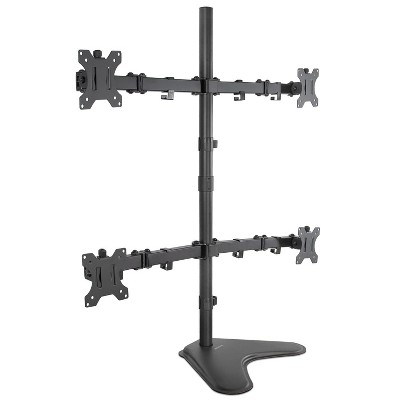 Black Steel Quad Monitor Adjustable Desktop Stand