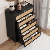 Acekool Tall Rattan 5-Drawer Dresser – Space-Saving Vertical Storage with Metal Accents - 4 of 4