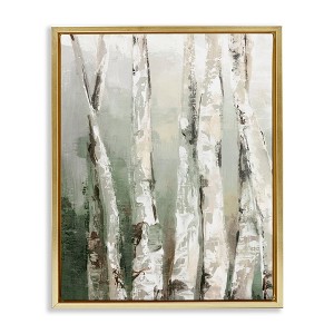 Stupell Industries Birch Green Forest Floating Frame Canvas Art, Gold, 25" x 31" - 1 of 4