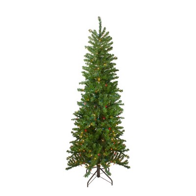 Northlight 7.5' Prelit Artificial Christmas Tree Canadian Pine Pencil - Multi Lights