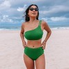 Women's Green One-Shoulder Bikini Top & High-Rise Bottoms Set Swimsuit - Cupshe - 3 of 4