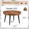 Infurnic End Tables Natural Wood Grain Texture Round Table Exquisite Suction Molding Process, Black Sprayed Metal Leg, Brown, 23.6"*23.6"*14.5" - 3 of 4