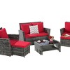 Outdoor 6 Piece Furniture Set, All Weather PE Rattan Sofa Set with Chairs and Table, Armrest Sofas With Cushions and Ottoman-Coolbibila - 4 of 4