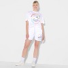 Pride Adult Smiley World Mesh 'Rainbow Graphic' Short Sleeve Cropped Top - White - 3 of 3