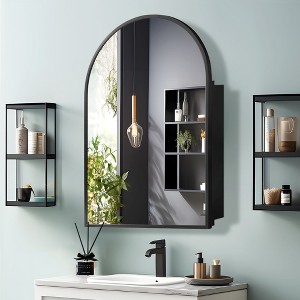 Arched Recessed/Surface Mount Medicine Cabinet with Mirror - 1 of 4