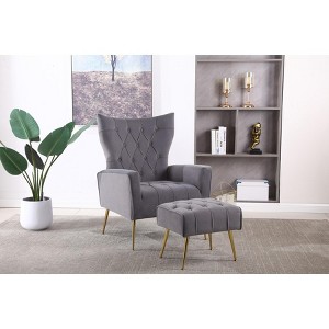 Modern Accent Chair with Ottoman, Comfy Armchair for Living Room, Bedroom, Apartment, Office - 1 of 4
