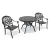 3-Piece Cast Aluminum Outdoor Dining Set: Round Table, Stackable Chairs & Brown Cushions - All-Weather Patio Furniture for Your Backyard - 3 of 4