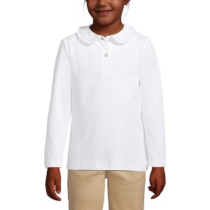 Lands' End Kids Long Sleeve Ruffled Peter Pan Collar Knit Shirt - 1 of 4