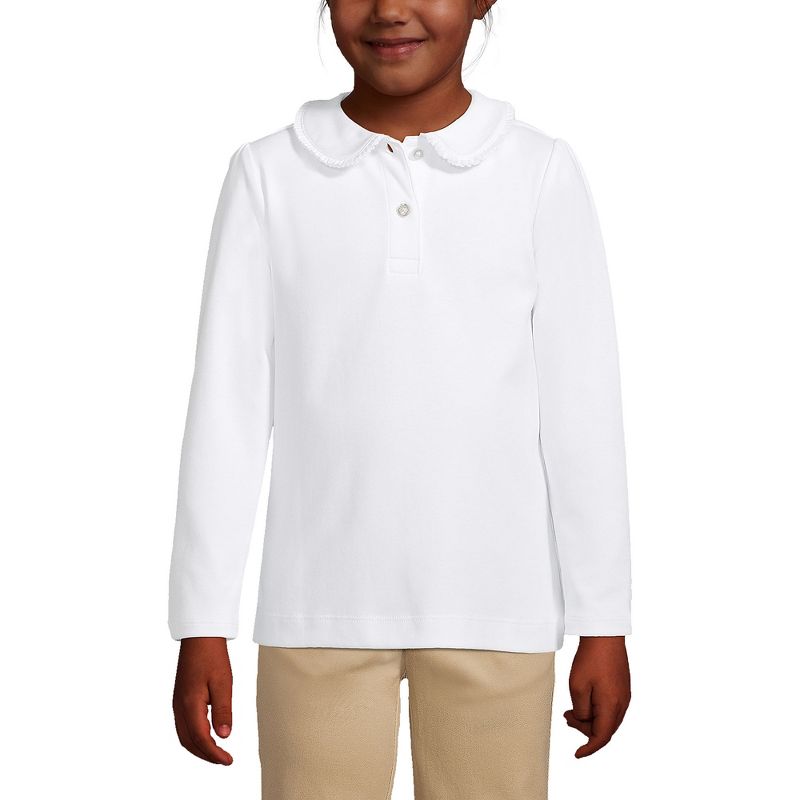 Lands' End Kids Long Sleeve Ruffled Peter Pan Collar Knit Shirt, 3 of 6