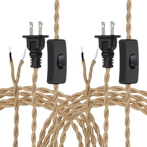 Unique Bargains Vintage Stripped Ends Twisted Cloth Covered Lamp Wires with Button and Plug 2 Pcs - 1 of 4