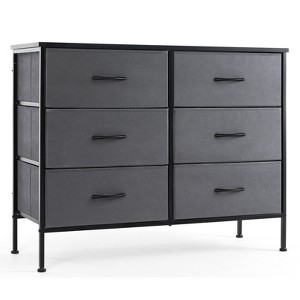 FURNIinspire Decorative Storage Bins Tall Dresser Fabric Storage Tower, Wooden Storage Bin For Kid Room, Entryway, Nursery, Gray, 13.8"*38.2"*30" - 1 of 4