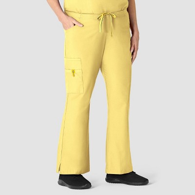 Wink Romeo - Women's Flare Leg Cargo Scrub Pant, Yellow, 3X Petite