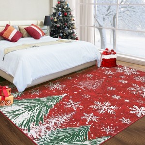 Area Rug for Christmas Carpet Xmas Holiday Decor Snowflake Washable Non Slip Indoor Kitchen Rug Decorative for Hallway Bedroom - 1 of 4