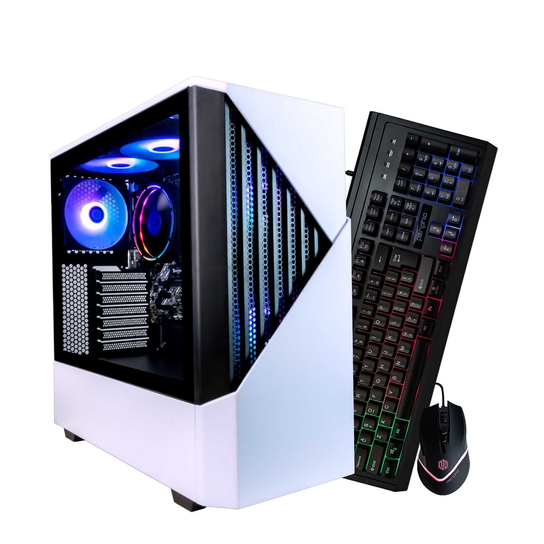 Periphio Castle Gaming PC Desktop Bundle - AMD Ryzen 5, Radeon Vega 7 iGPU, 16GB RAM, 1TB NVMe (SSD), Windows 11 Gaming Computer with Mouse + Keyboard