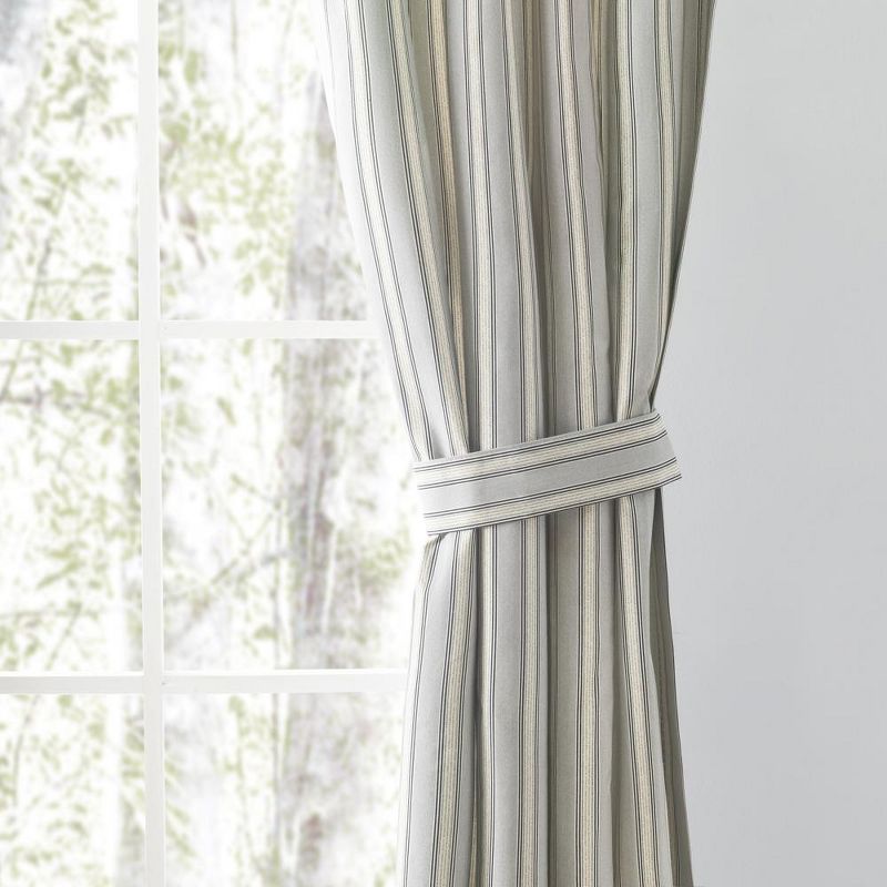 Ellis Curtain Springfield Stripe Tailored 3" Rod Pocket Curtain Panel Pair with Ties Black, 3 of 5