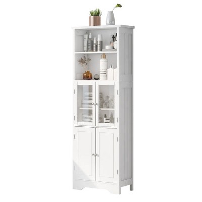 LunaLulinlk White Tall Storage Cabinet with Shelves and Doors for Bathroom, Kitchen and Living Room, MDF Board