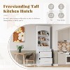 Okak 84" Freestanding Tall Kitchen Pantry Sideboard Cabinet with Storage & Faux Marble Top, Cupboard Buffet Cabinet for Dining Room - 4 of 4
