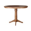 36" Ryan Round Extendable Dining Table with 4 X Back Stools Distressed Oak - International Concepts: Solid Wood, Mid-Century, Pedestal Base - 4 of 4