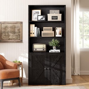 Aoxun 5 Tier Bookshelf and Bookcase, Wooden Bookshelves with Cabinet Doors, Floor Bookshelves and Office Storage Cabinets for Home Office, Living Room - 1 of 4