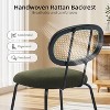 Set of 2 Mid-Century Modern Velvet Dining Chairs - Rattan Backrest & Sturdy Metal Legs, Ideal for Kitchen, Living Room & Reception - 3 of 4