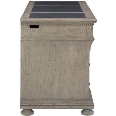 Gray Wood Executive Desk with Filing Cabinet and Drawers