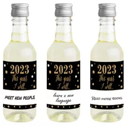 Wine Bottle Label Stickers Gold Set of 4 2020 New Years Eve Party Decorations for Women and Men Big Dot of Happiness New Years Eve 