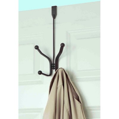 Home Basics Curved Over the Door Double Hanging Hook, Bronze