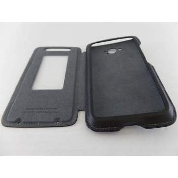 Motorola Flip Case For Motorola Droid Turbo (XT1254) - Black Leather/Gray Suede