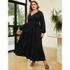 Plus Size Women's V Neck Long Sleeve Maxi Dress Floor Length Elegant Casual - 2 of 4