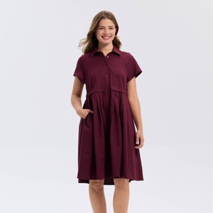 Women's Short Sleeve Button-Down Mini Shirtdress - Universal Thread™ - 1 of 4